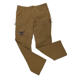 ASIO Gear Mens Hunting Pants Large Brown Stretch Zipper Pockets Embroidered